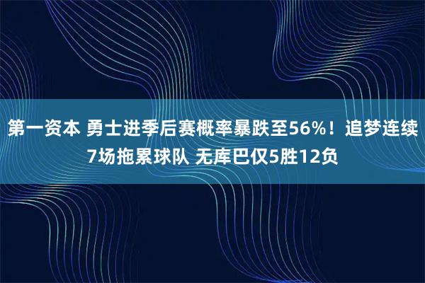 第一资本 勇士进季后赛概率暴跌至56%！追梦连续7场拖累球队 无库巴仅5胜12负