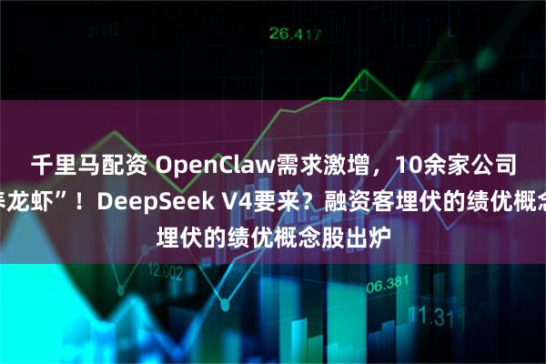 千里马配资 OpenClaw需求激增，10余家公司率先“养龙虾”！DeepSeek V4要来？融资客埋伏的绩优概念股出炉